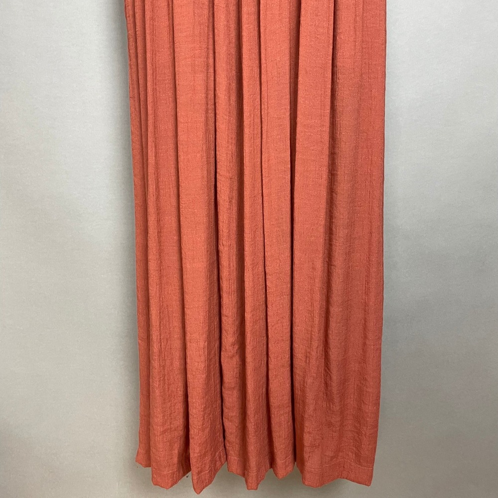 Flawless Maxi Dress Plunging V-Neck Ruffle Sleeve Boho Women Large Rust Brown - Picture 8 of 16